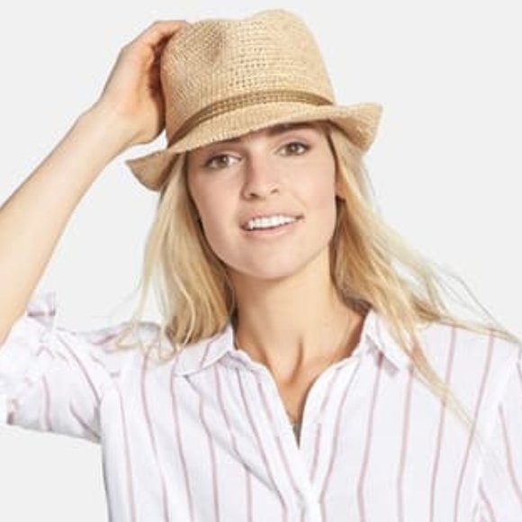 Nordstrom Hinge Raffia Crochet Straw 
